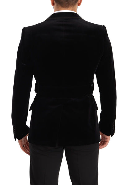Blazer Dolce & Gabbana en velours noir, simple boutonnage à un bouton