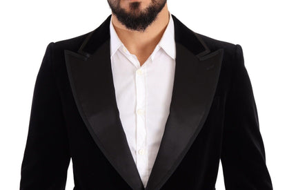 Blazer Dolce & Gabbana en velours noir, simple boutonnage à un bouton