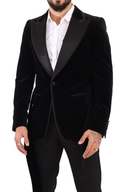 Blazer Dolce & Gabbana en velours noir, simple boutonnage à un bouton