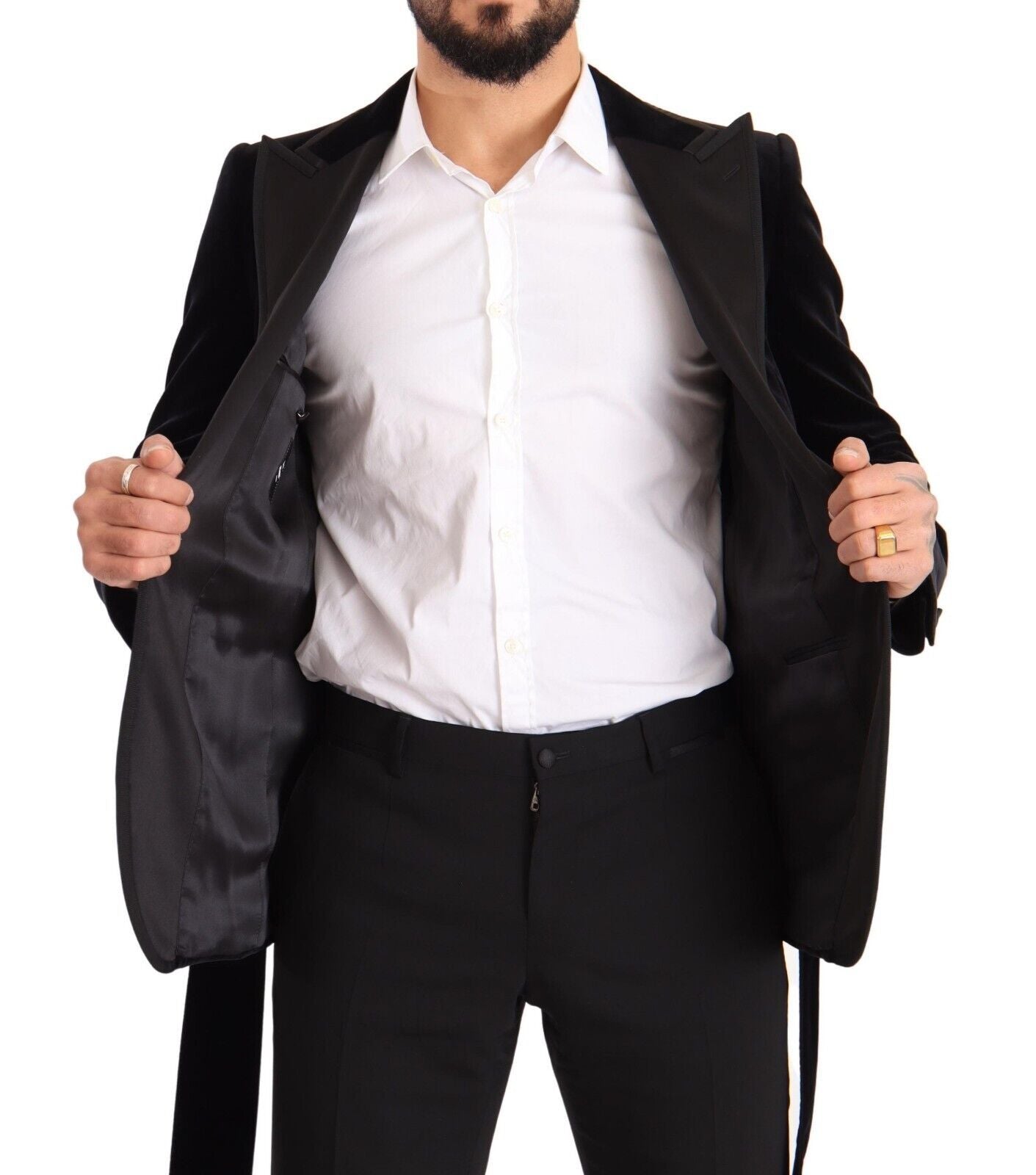 Blazer Dolce & Gabbana en velours noir, simple boutonnage à un bouton