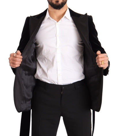 Blazer Dolce & Gabbana en velours noir, simple boutonnage à un bouton