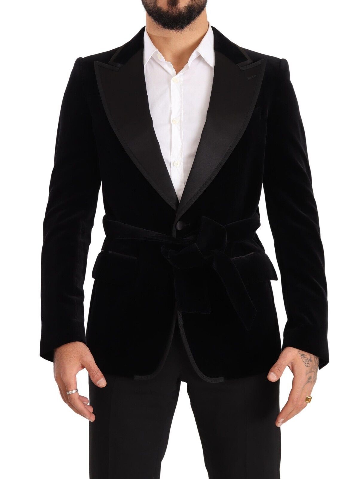 Blazer Dolce & Gabbana en velours noir, simple boutonnage à un bouton