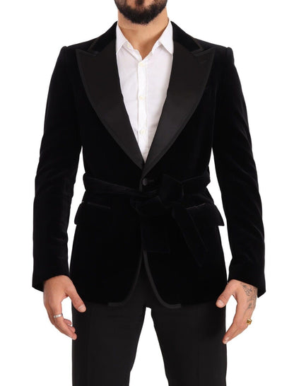 Blazer Dolce & Gabbana en velours noir, simple boutonnage à un bouton
