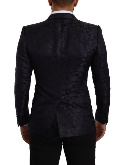 Manteau en soie jacquard floral bleu Dolce & Gabbana Blazer MARTINI