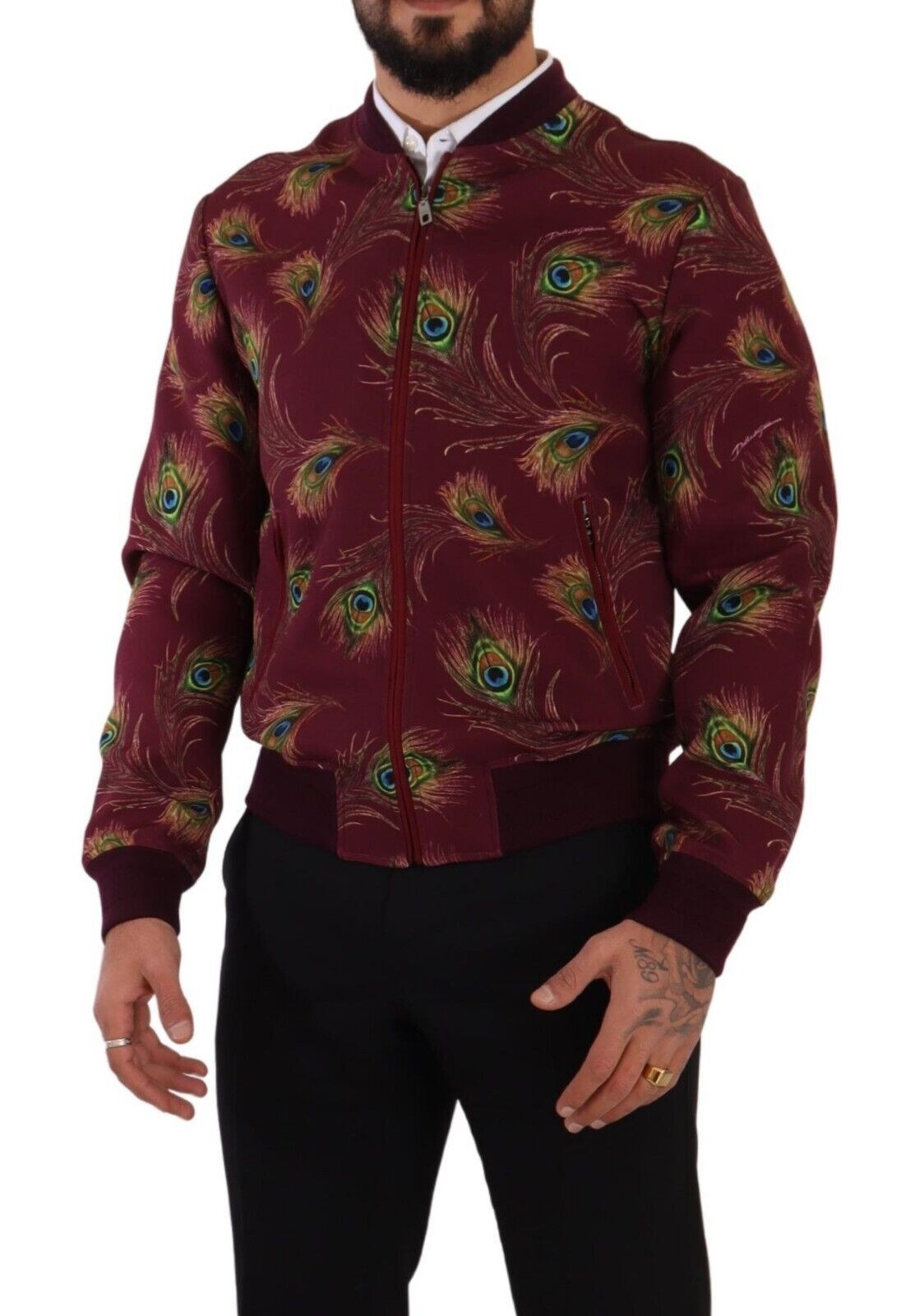 Veste Dolce & Gabbana Rouge Paon en Polyester Extensible Entièrement Zippée