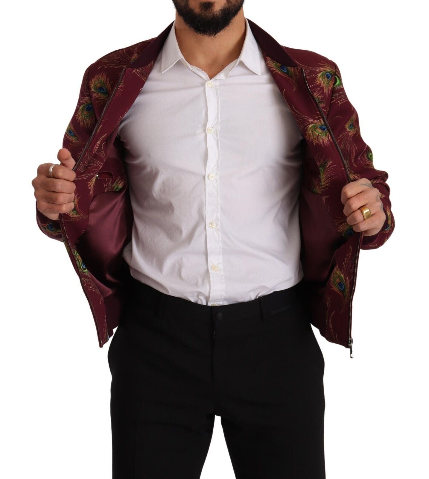 Veste Dolce & Gabbana Rouge Paon en Polyester Extensible Entièrement Zippée