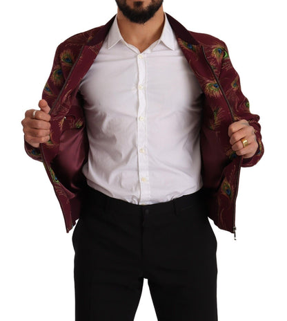 Veste Dolce & Gabbana Rouge Paon en Polyester Extensible Entièrement Zippée