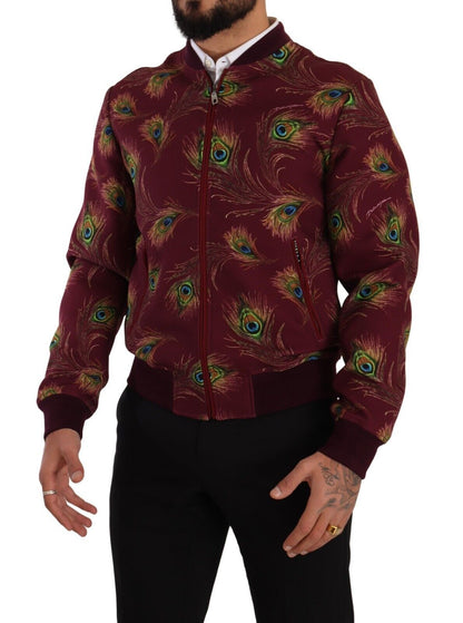 Veste Dolce & Gabbana Rouge Paon en Polyester Extensible Entièrement Zippée