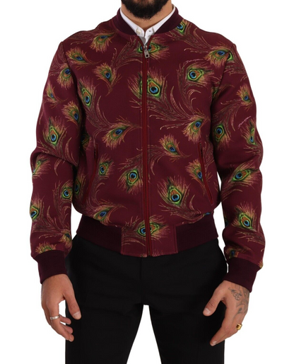 Veste Dolce & Gabbana Rouge Paon en Polyester Extensible Entièrement Zippée