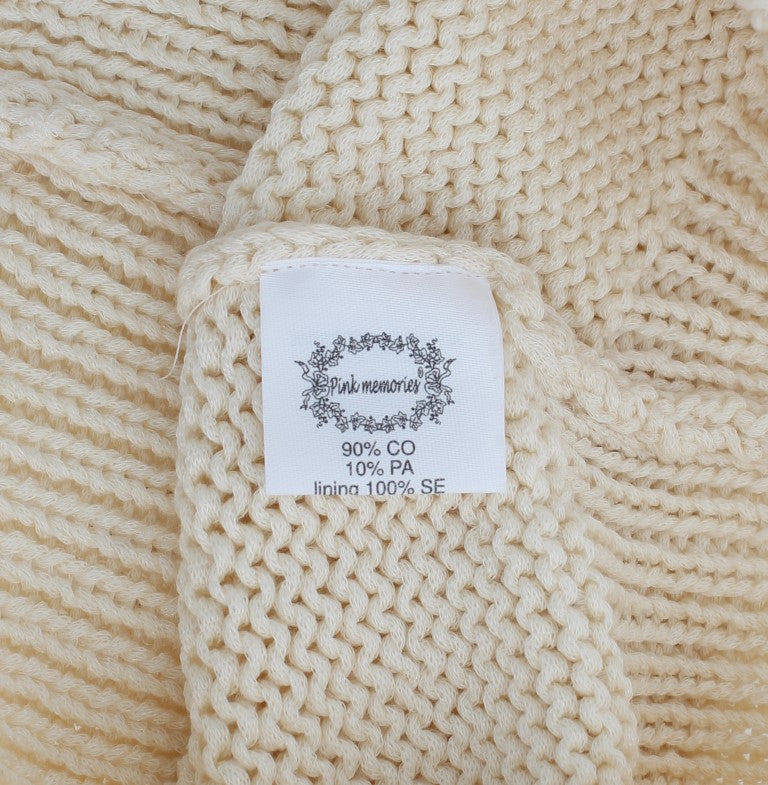 PINK MEMORIES Beige Cotton Blend Knitted Sleeveless Sweater