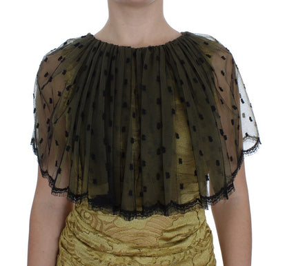Robe longue en dentelle florale jaune et noire Ricamo Dolce & Gabbana