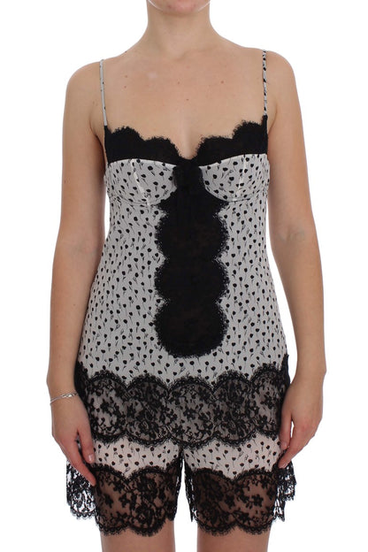Haut de lingerie babydoll en soie noire et dentelle Dolce & Gabbana