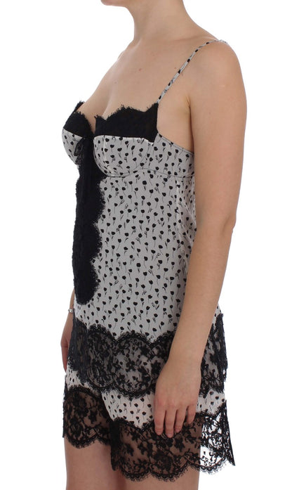 Haut de lingerie babydoll en soie noire et dentelle Dolce & Gabbana