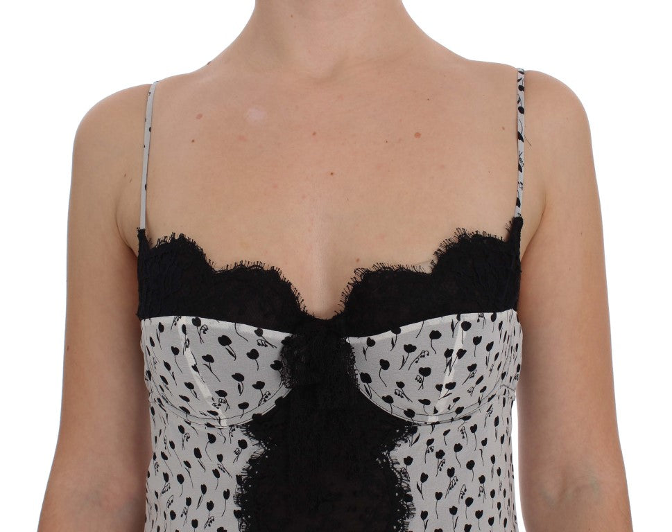 Haut de lingerie babydoll en soie noire et dentelle Dolce & Gabbana