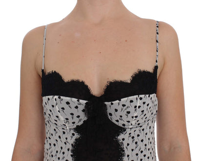 Haut de lingerie babydoll en soie noire et dentelle Dolce & Gabbana