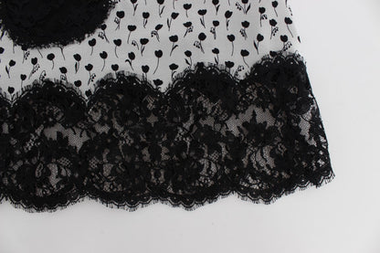 Haut de lingerie babydoll en soie noire et dentelle Dolce & Gabbana