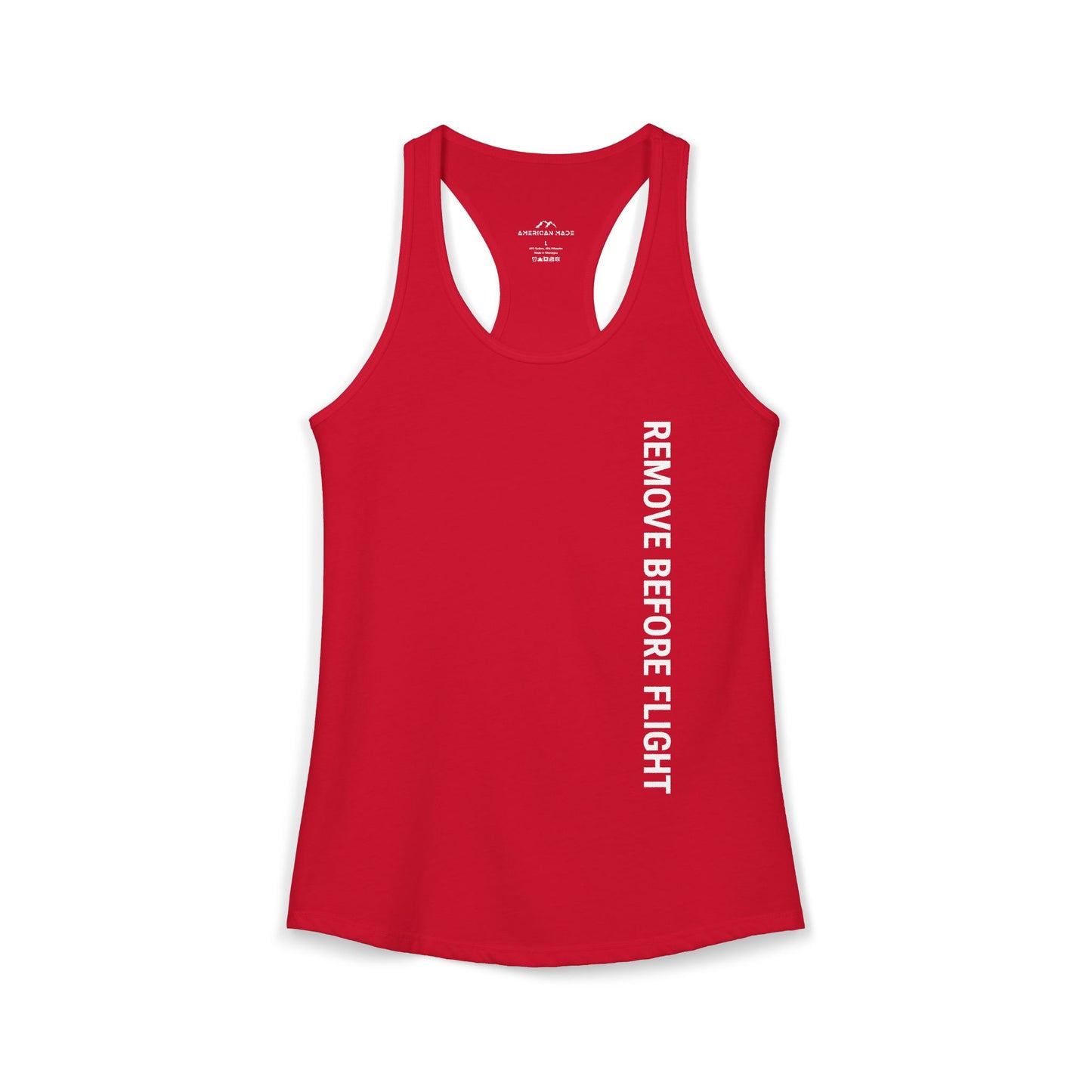 American Made | Remove Before Flight Aviation Tag Racerback Tank