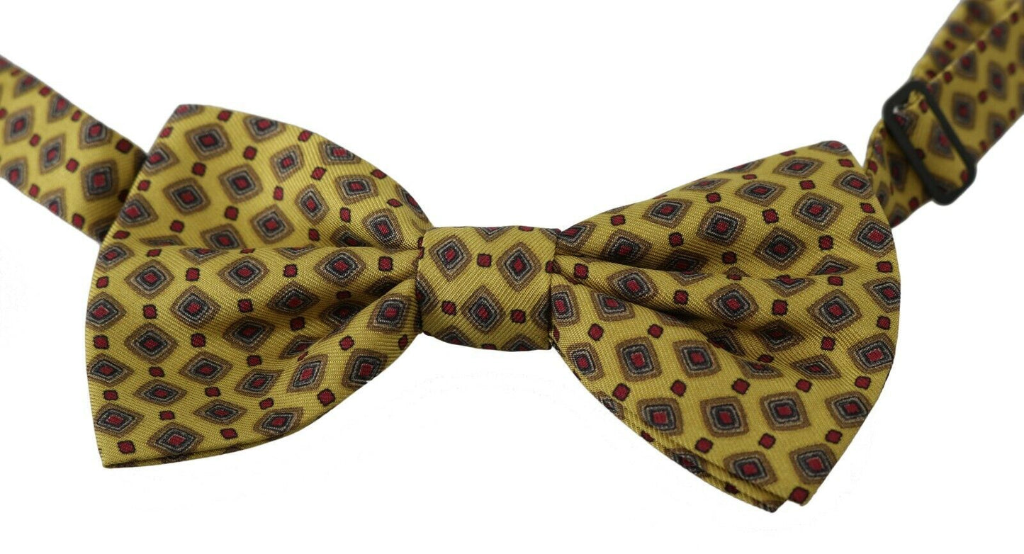 Cravate réglable en soie à motif jaune Dolce & Gabbana