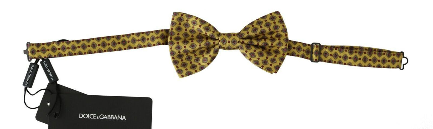 Cravate réglable en soie à motif jaune Dolce & Gabbana