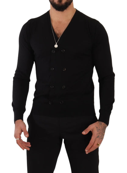 Cardigan boutonné en cachemire noir Dolce & Gabbana