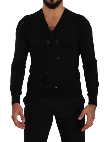Cardigan boutonné en cachemire noir Dolce & Gabbana