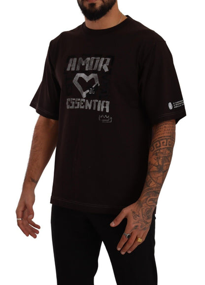 T-shirt ras du cou en coton bordeaux imprimé L'Amore Dolce & Gabbana