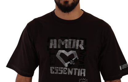 T-shirt ras du cou en coton bordeaux imprimé L'Amore Dolce & Gabbana