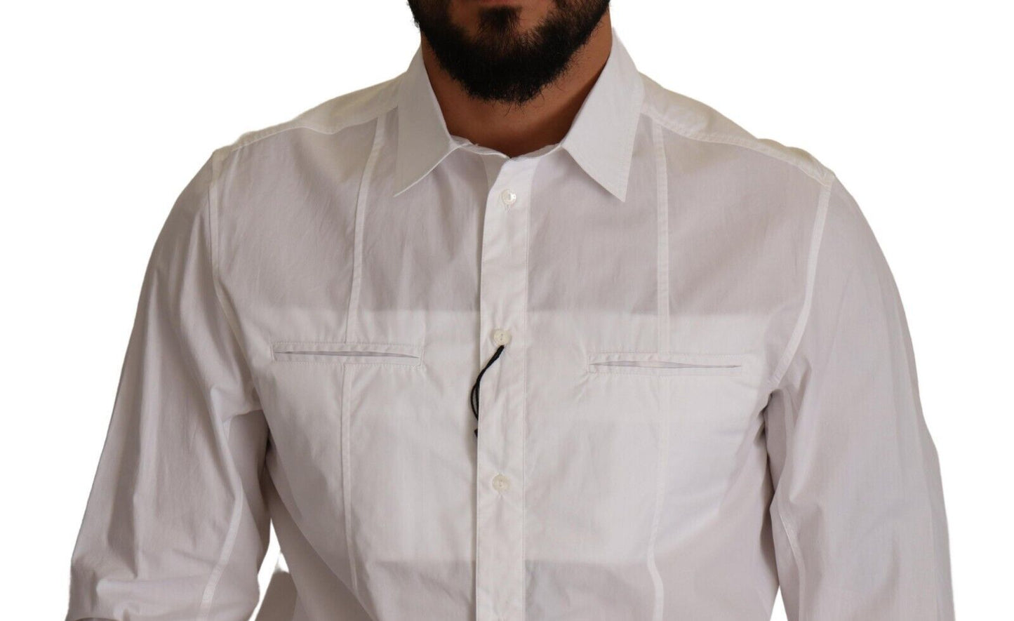 Camisa Dolce & Gabbana de hombre con cuello y botones de algodón blanco