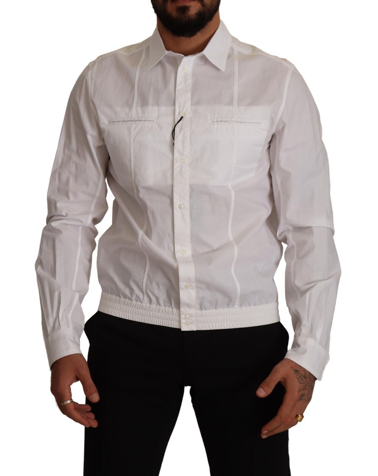 Camisa Dolce & Gabbana de hombre con cuello y botones de algodón blanco