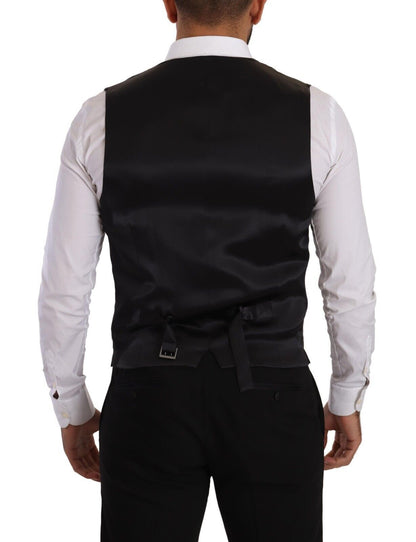 Gilet en laine et soie à rayures noir Dolce & Gabbana