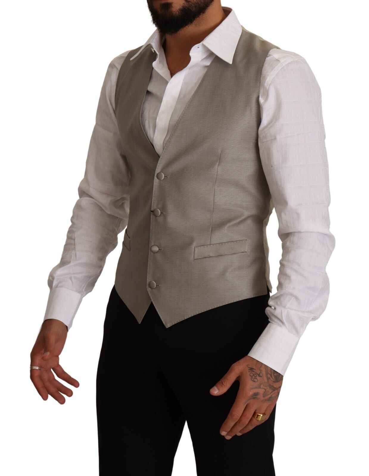 Gilet en laine beige Dolce & Gabbana à boutonnage simple