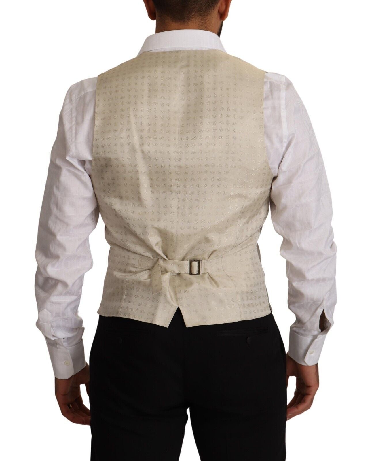Gilet en laine beige Dolce & Gabbana à boutonnage simple