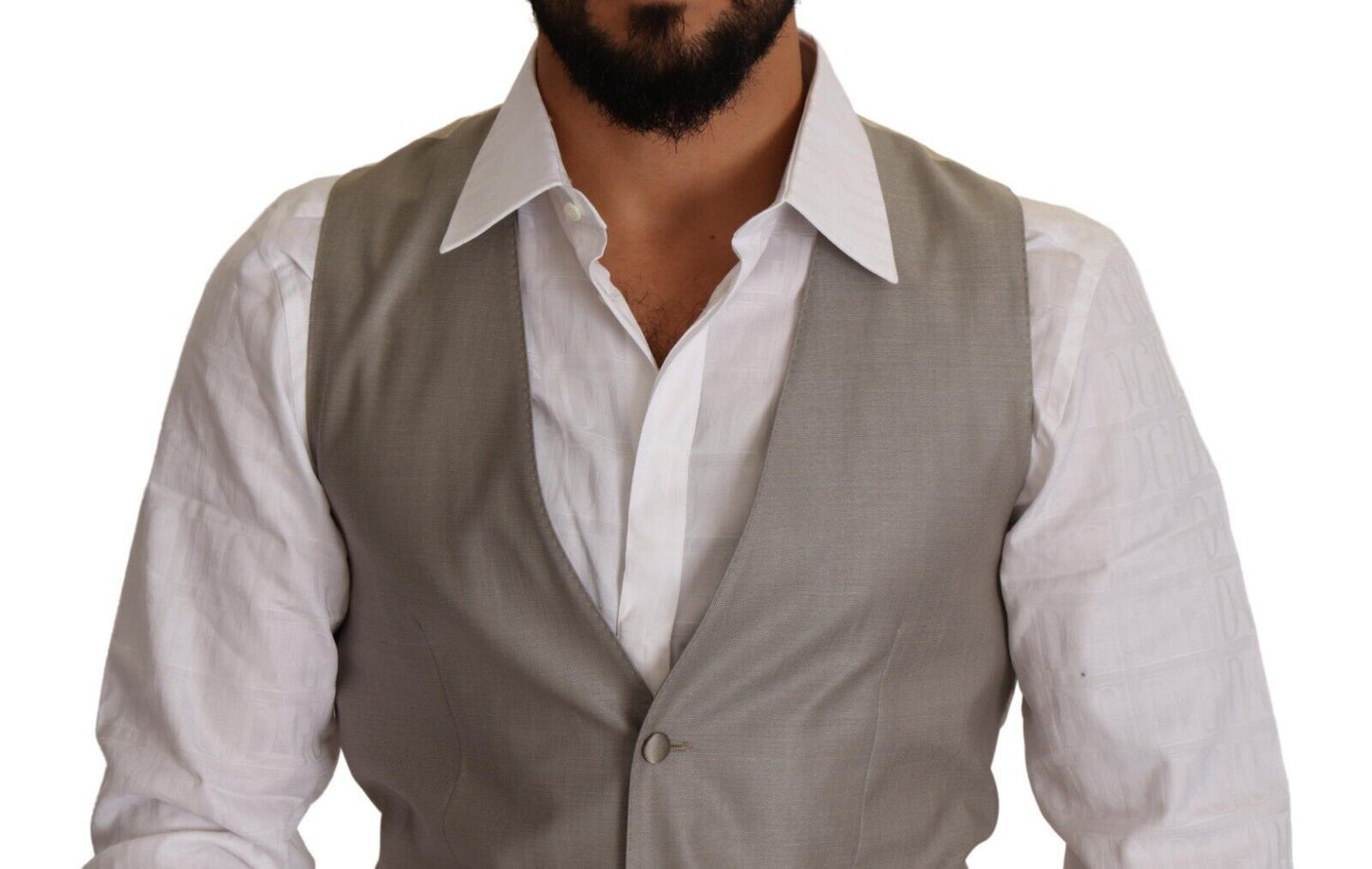 Gilet en laine beige Dolce & Gabbana à boutonnage simple