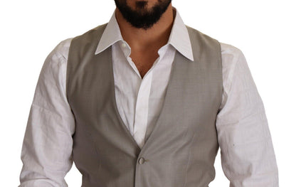 Gilet en laine beige Dolce & Gabbana à boutonnage simple