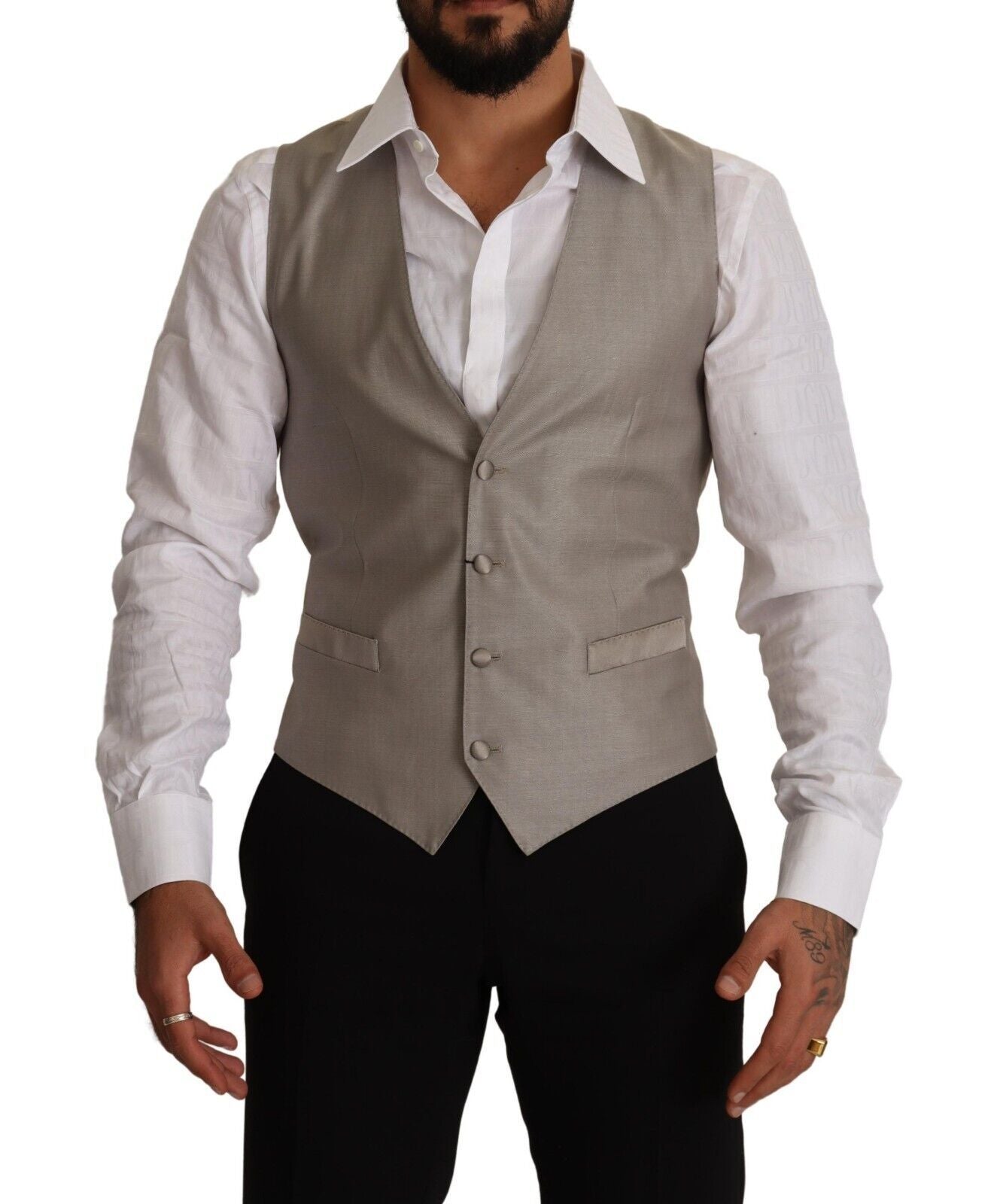 Gilet en laine beige Dolce & Gabbana à boutonnage simple