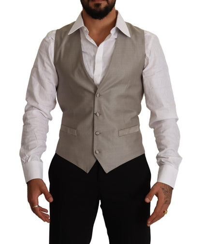 Gilet en laine beige Dolce & Gabbana à boutonnage simple