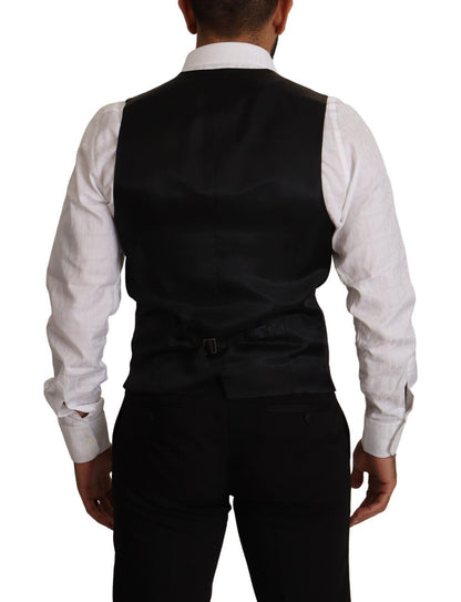Gilet en laine stretch rayé bleu Dolce & Gabbana