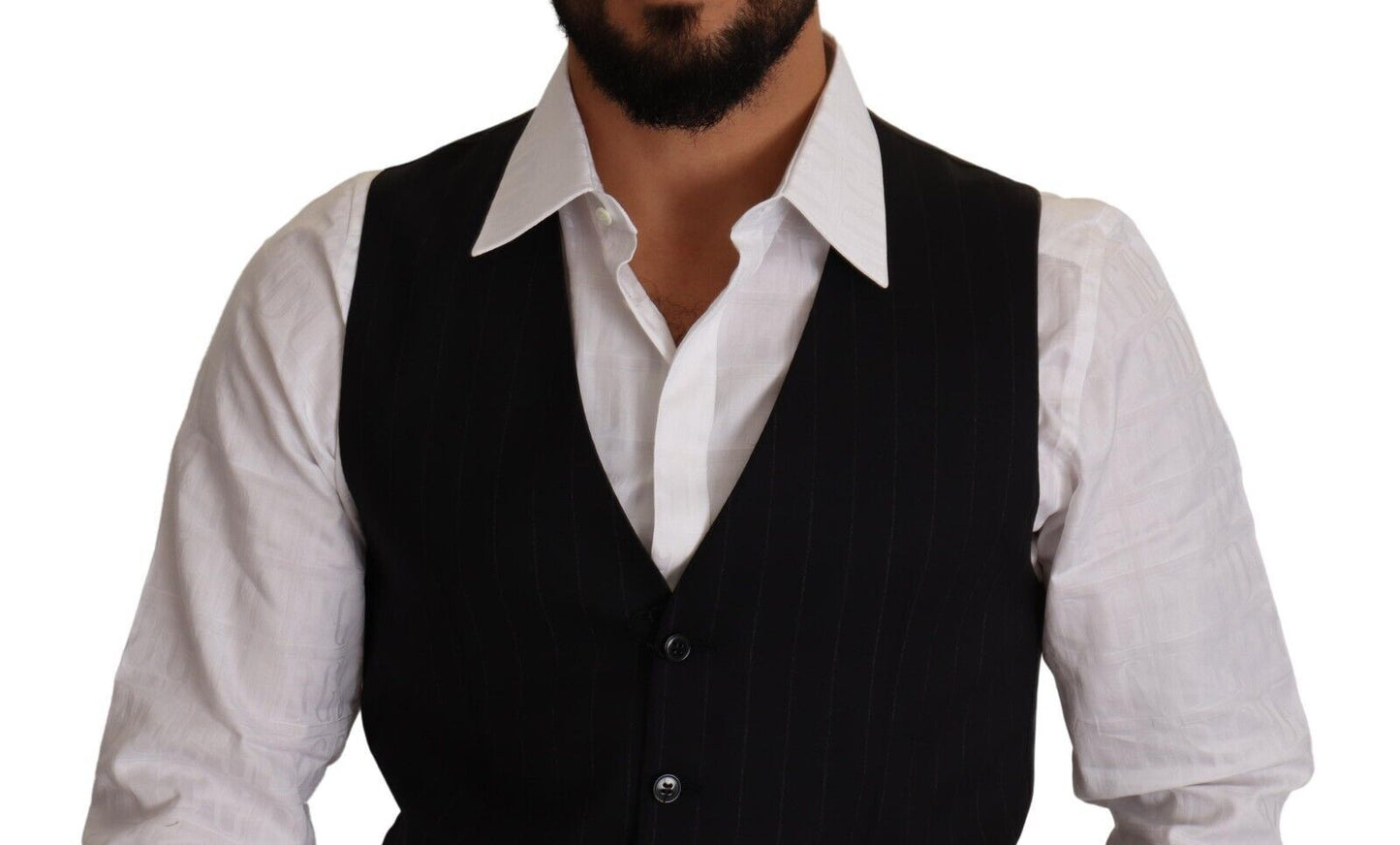 Gilet en laine stretch rayé bleu Dolce & Gabbana