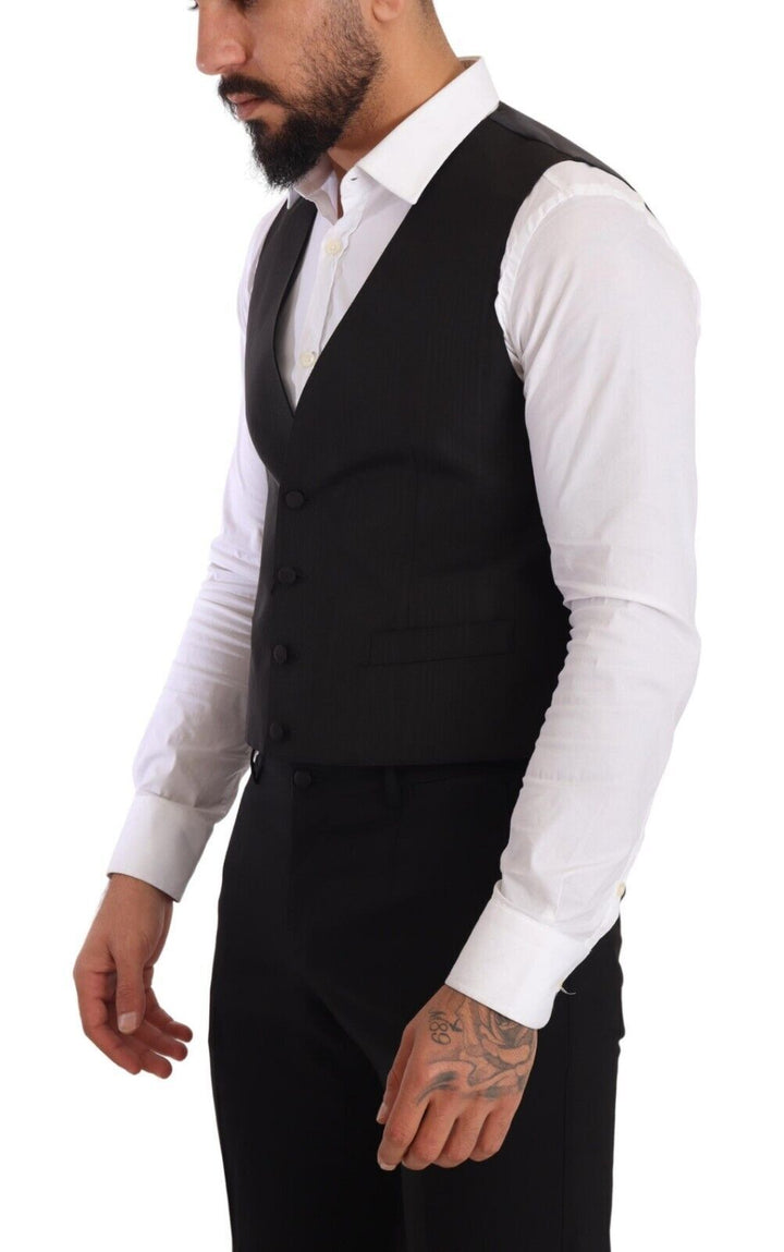 Chaleco formal entallado de seda gris Dolce & Gabbana