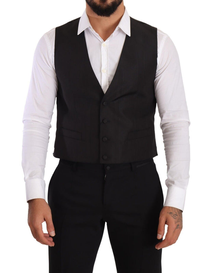 Chaleco formal entallado de seda gris Dolce & Gabbana