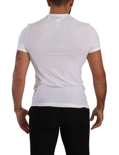T-shirt Dolce & Gabbana blanc col rond en coton stretch Sous-vêtement