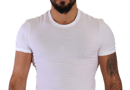 T-shirt Dolce & Gabbana blanc col rond en coton stretch Sous-vêtement