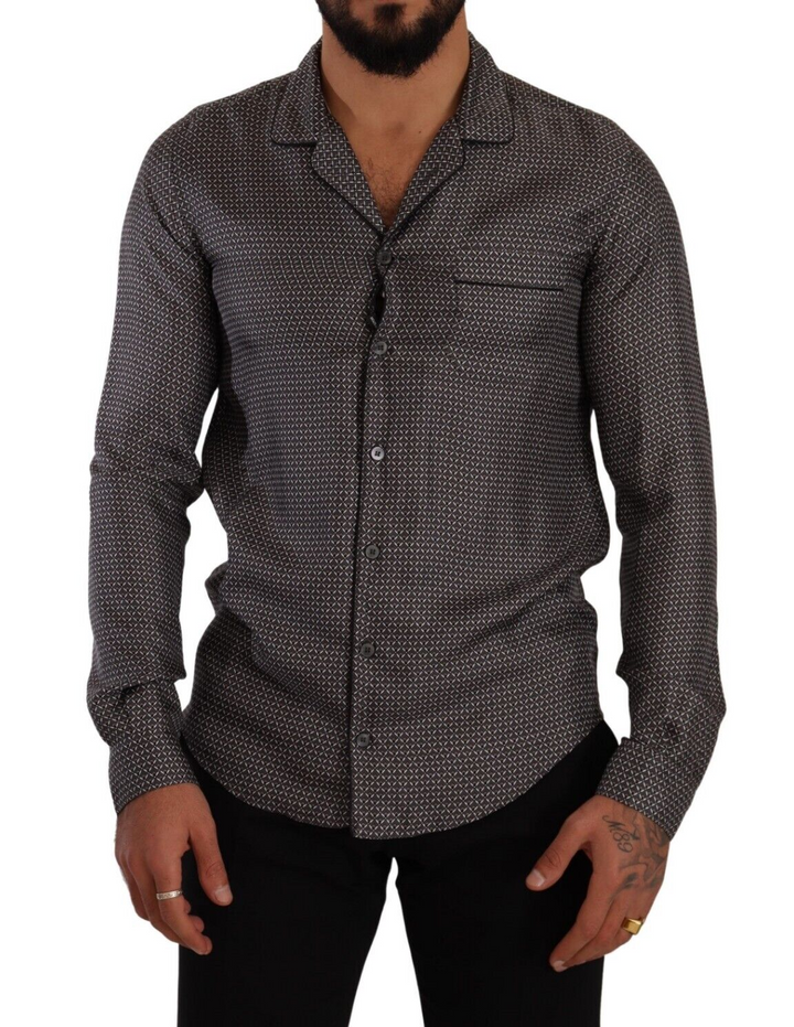 Camisa de pijama para hombre Dolce & Gabbana con estampado de fantasía gris