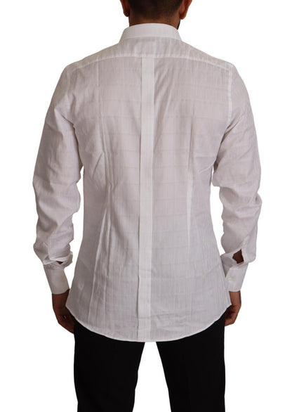 Chemise habillée Dolce & Gabbana GOLD en coton blanc coupe cintrée