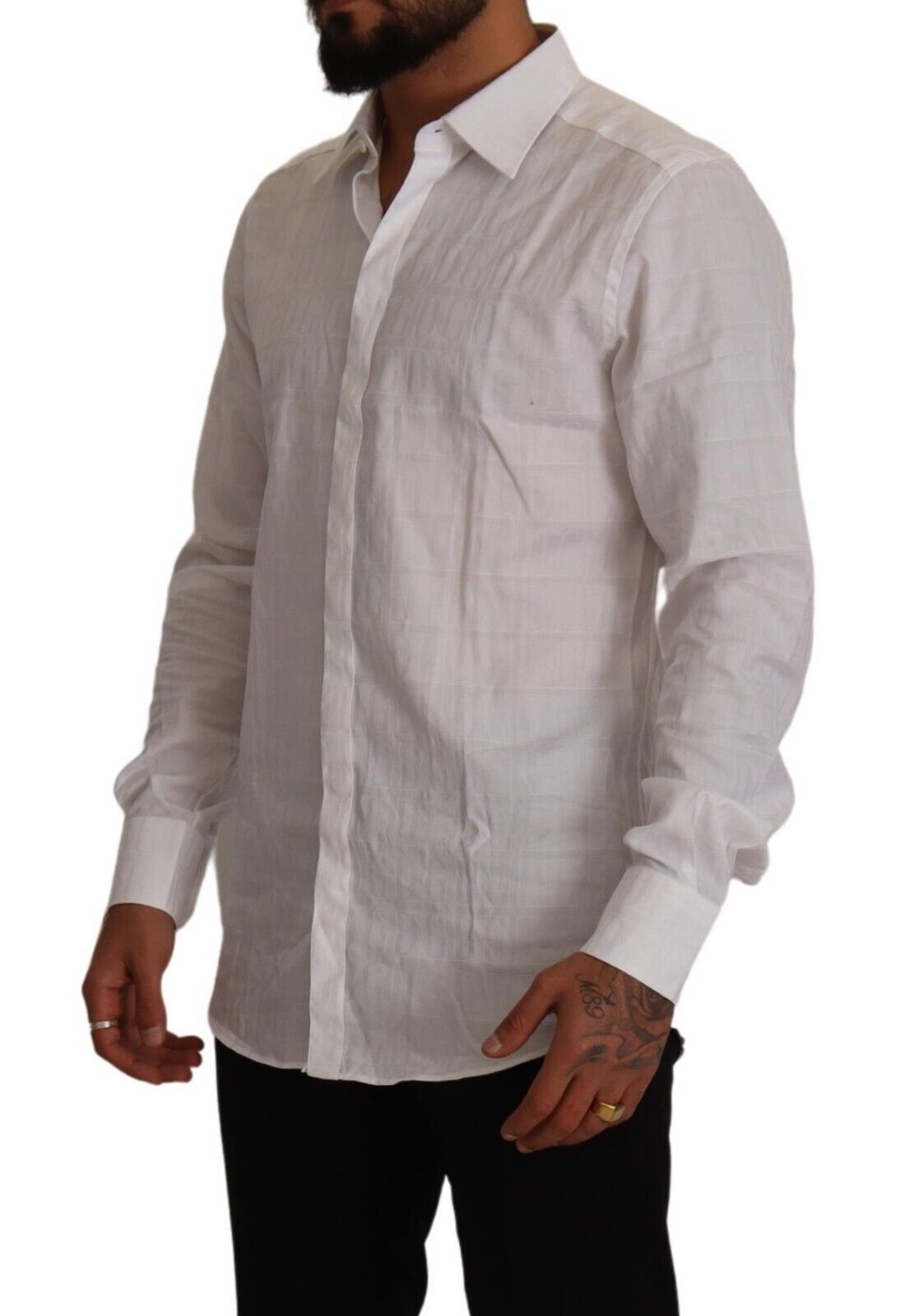 Chemise habillée Dolce & Gabbana GOLD en coton blanc coupe cintrée