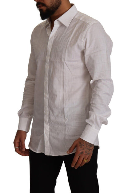 Chemise habillée Dolce & Gabbana GOLD en coton blanc coupe cintrée