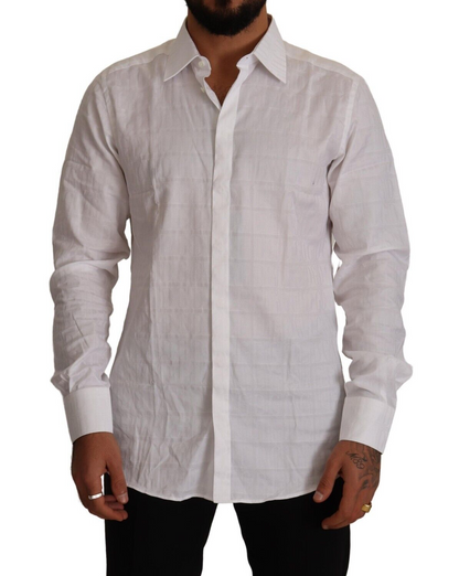 Chemise habillée Dolce & Gabbana GOLD en coton blanc coupe cintrée