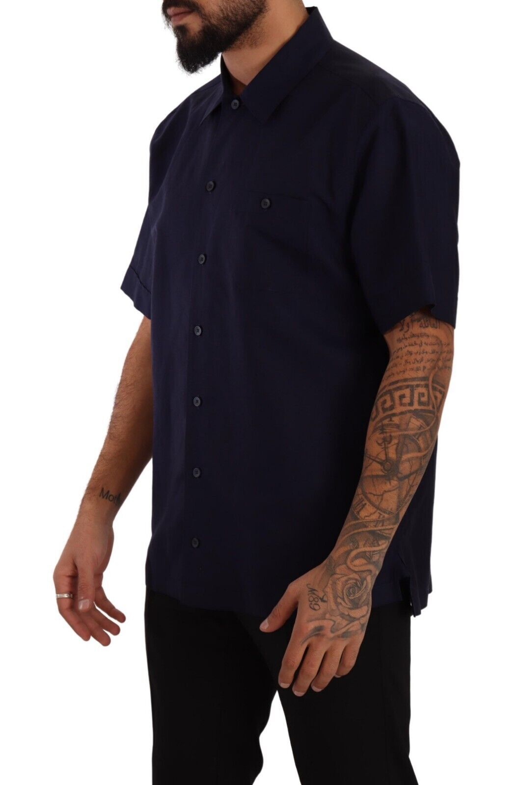 Chemise à Manches Courtes Boutonnée Bleu Marine Dolce & Gabbana