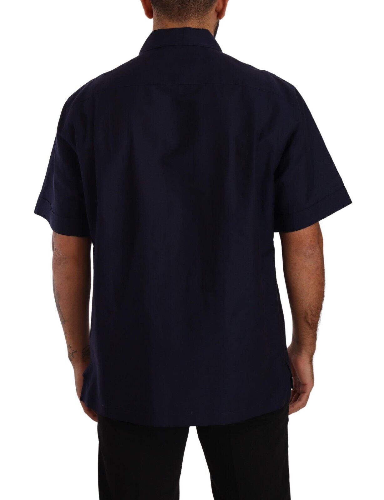 Chemise à Manches Courtes Boutonnée Bleu Marine Dolce & Gabbana