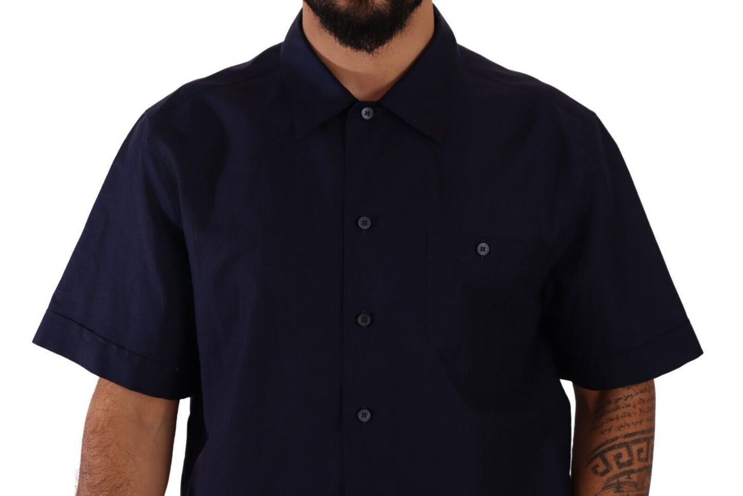 Chemise à Manches Courtes Boutonnée Bleu Marine Dolce & Gabbana